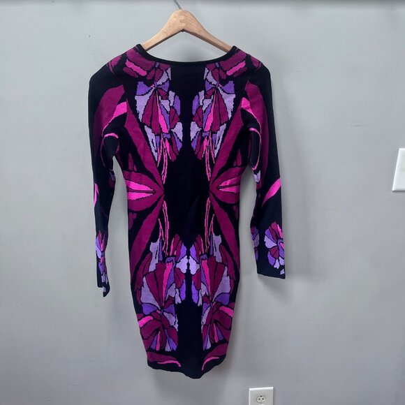 Plenty Dresses By Tracy Reese Anthro Nouveau Floral Sweater Dress S Black & Pink - Picture 5 of 5